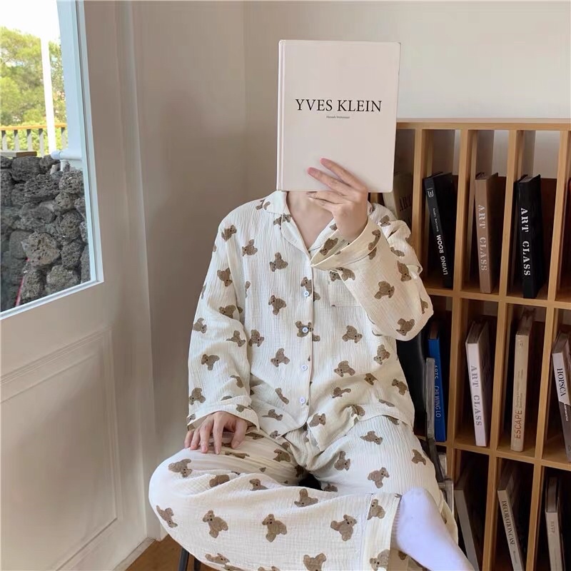 Giá gốc SĂN SALE SET BỘ PIJAMA XÔ GẤU COUPLE NAM NỮ NGẮN TAY DÀI TAY rẻ nhất shopee