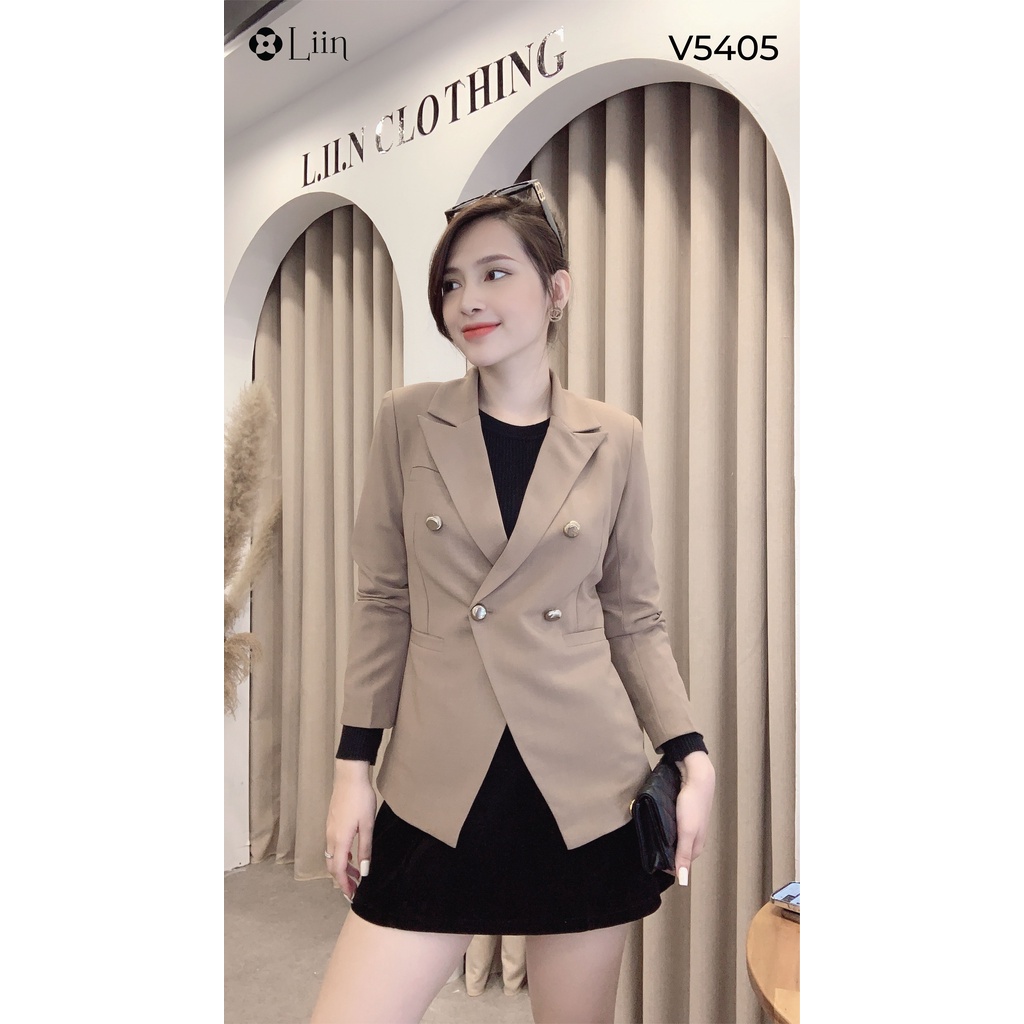 Áo vest nữ công sở dài tay màu nâu thiết kế vạt lệch kiểu dáng sang trọng Liin Clothing V5405 | BigBuy360 - bigbuy360.vn