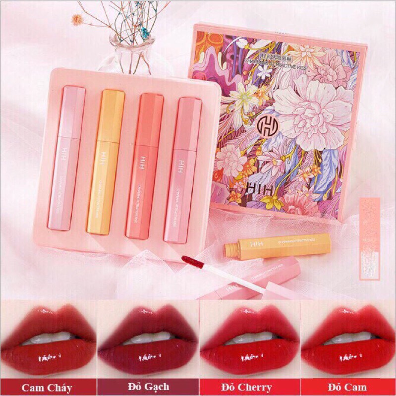 Set 4 son kem bóng HIH CHARMING ATTRACTIVE KISS | BigBuy360 - bigbuy360.vn