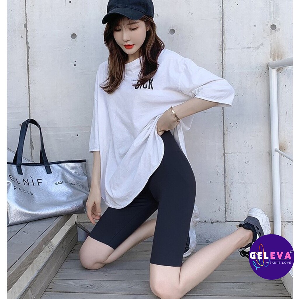 Quần legging đùi lửng ngố nữ vải thun cotton co dãn ôm bó, Quần tregging short cộc nữ ngắn trên gối Geleva GE661