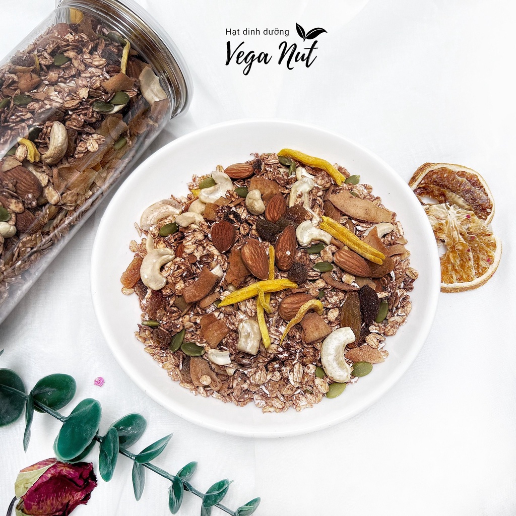 Ngũ Cốc Granola Nhiều Hạt Granola Ăn Kiêng Giảm Cân Ăn Vặt Bà Bầu Eatclean Vị Sô cô la 500g