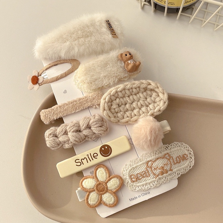 Set kẹp tóc nữ xinh xắn tông màu kem đẹp