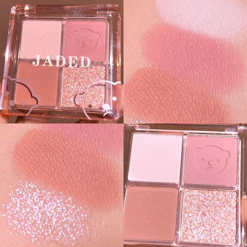 Bảng phấn mắt 4 màu lì tông đất thiết kế họa tiết gấu dễ thương | BigBuy360 - bigbuy360.vn