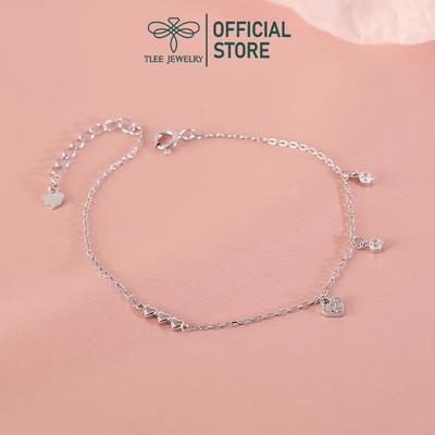 Lắc tay bạc nữ TLEE mẫu tim đá nhỏ xinh xắn TLEE JEWELRY LT0140