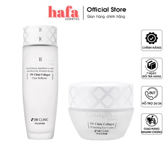 Combo Nước Hoa Hồng và Kem dưỡng trắng da collagen 3W Clinic Collagen (Clear Softener 150ml + Whitening Cream 60ml)