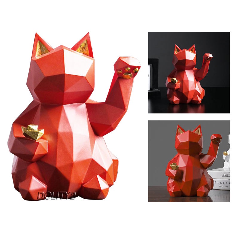 Tượng hình mèo câu may mắn phong cách hình khối Bắc Âu độc đáo