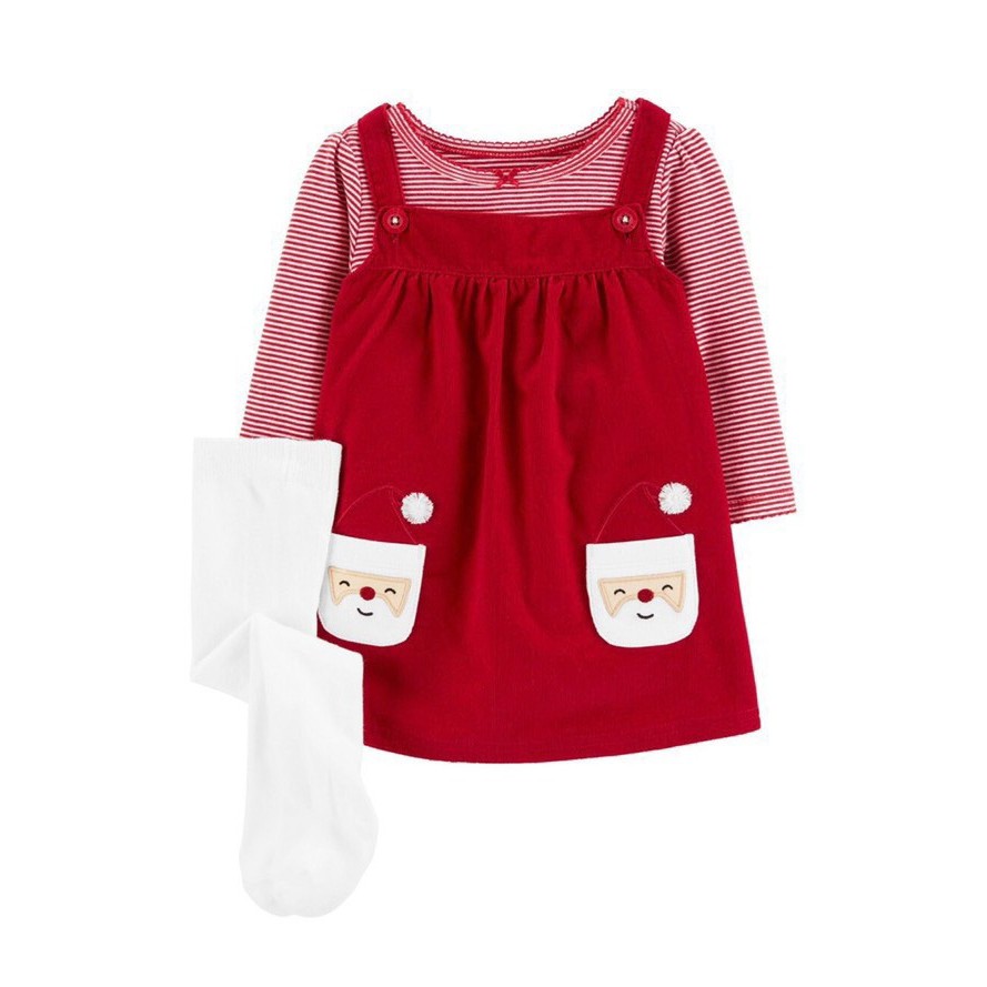 Set Carter body kẻ đỏ + yếm váy đỏ nhung Noel