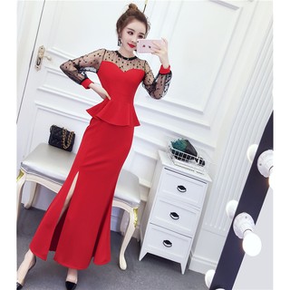 HÀNG NHẬP - ĐẦM DẠ HỘI BODY PEPLUM PHỐI LƯỚI SIÊU SANG - D86277