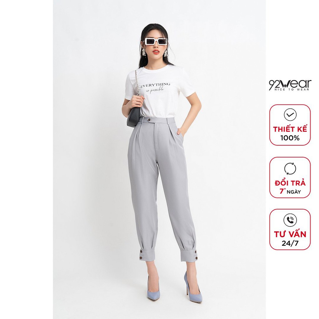 Quần baggy nữ công sở 92WEAR đủ màu, đủ size, ống bó đính cúc QGW0920