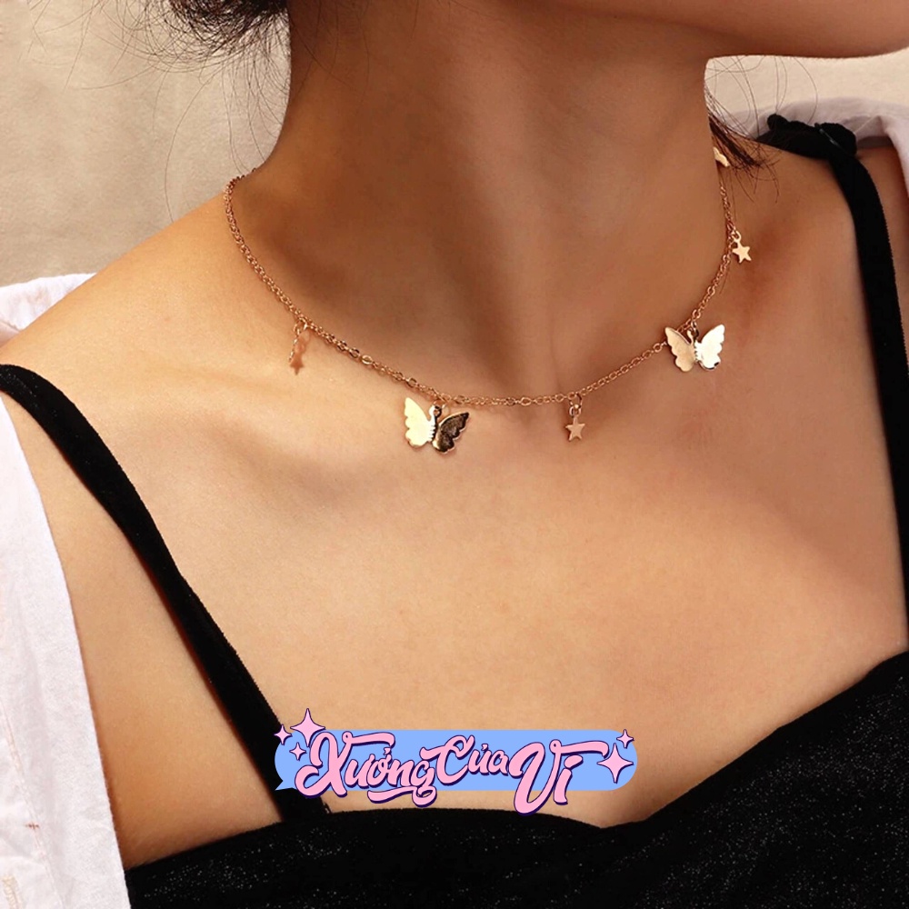 Vòng cổ choker nữ mặt 🦋 và sao lấp lánh phong cách Âu Mỹ VC074 Xưởng Của Vi