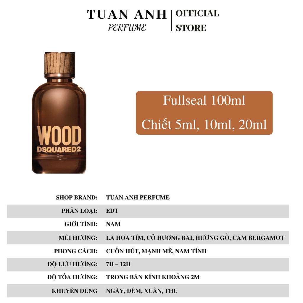 Nước hoa nam chính hãng thơm lâu DS Wood for Him mùi gỗ cao cấp TUANANHPERFUME