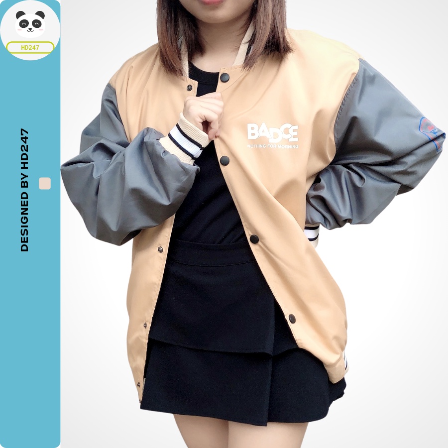 [Video+Ảnh Thật] Áo Khoác Dù Nam Nữ Kiểu Bomber In Chữ BADGE HD247 0252
