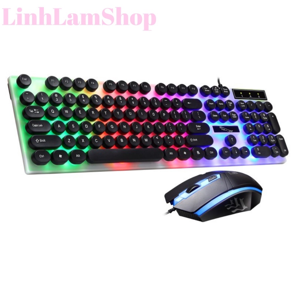 COMBO PHÍM CHUỘT GAME THỦ G21 TRÒN GIẢ CƠ LED 7 MÀU CỰC NHẠY CHUỘT DI CỰC CHUẨN XÁC