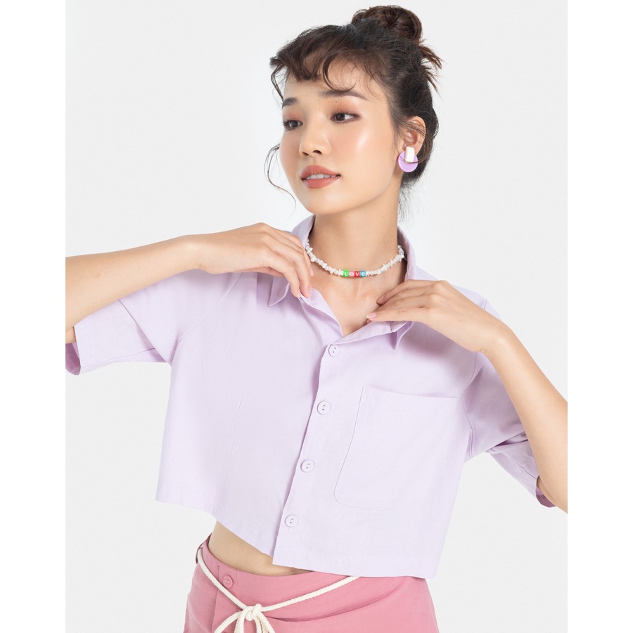 Áo Sơ Mi Nữ Thời Trang JUNO Dáng Rộng Tay Ngắn JNASM008