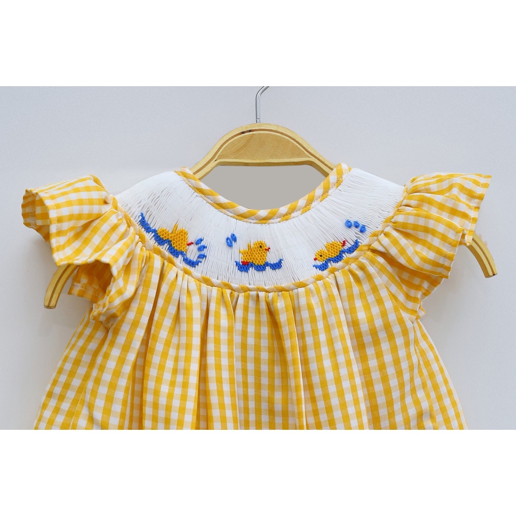 ĐẦM SMOCK VỊT CARO VÀNG
