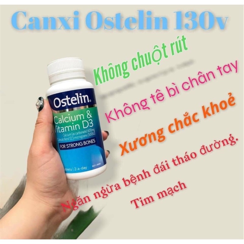 (TEM CHEMIST) Canxi bầu ostelin lọ 130v mẫu mới date xa,chuẩn úc