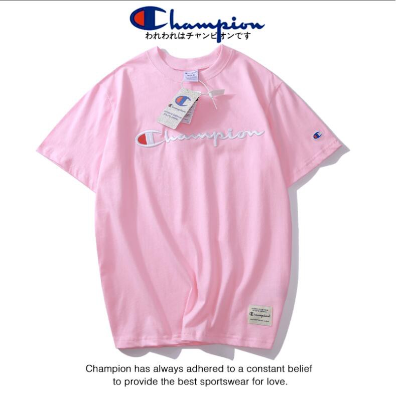 Áo thun cotton ngắn tay thêu chữ Champion