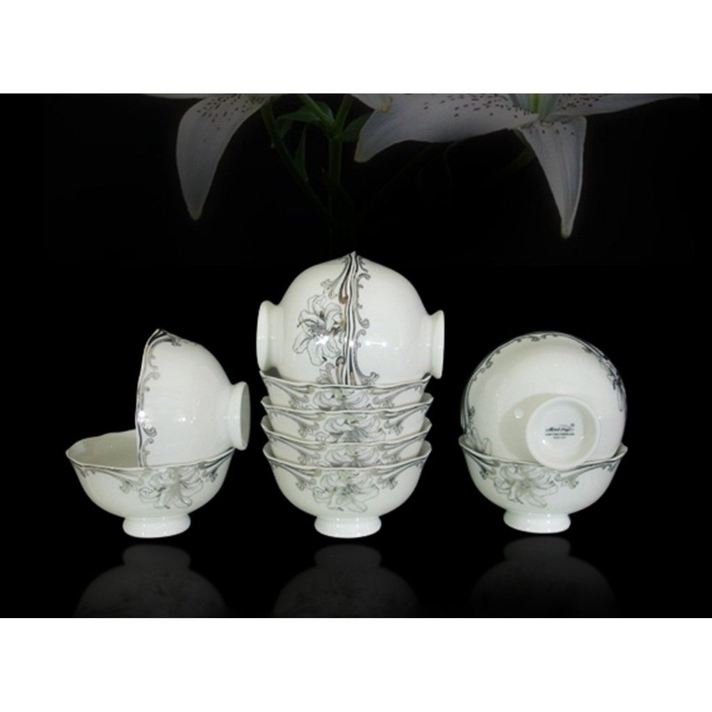 Chén cơm Đài các trang trí bạc 031132266 11.5cm