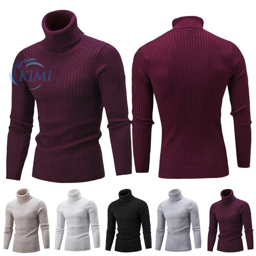 Solid color twist bottoming shirt turtleneck mens knit sweater sweater