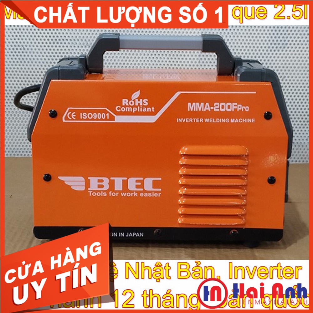 Máy hàn điện tử BTEC 200F Pro chính hãng - Hàn sắt que 2.5mm, lõi dây đồng, công nghệ Nhật bản. BH 12 tháng toàn quốc