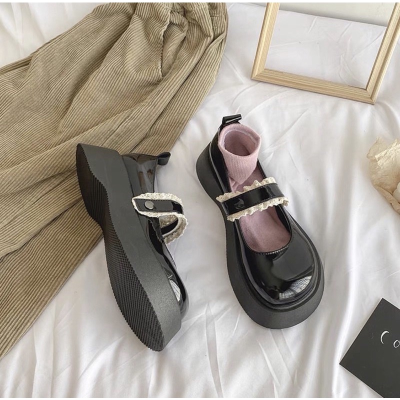 Giày búp bê có quai đế cao Mary Jane vintage Yannie Lolita