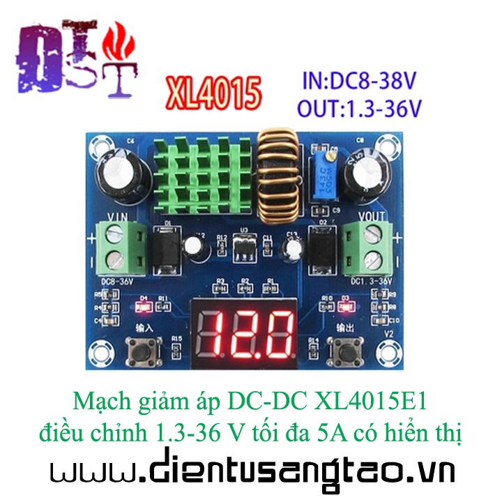 ✅ [RẺ NHẤT VIỆT NAM] ⚡ Mạch giảm áp DC-DC XL4015E1 điều chỉnh 1.3-36 V tối đa 5A có hiển thị