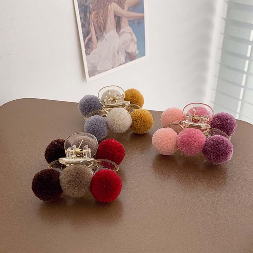 Kẹp Tóc Càng Cua Đính Bóng Lông Nhiều Màu Sắc Thời Trang Cho Nữ BACK2LIFE