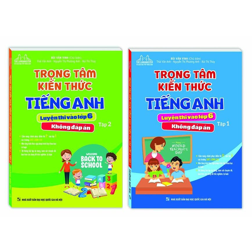 Sách-Combo 2 cuốn-Trọng tâm kiến thức tiếng anh luyện thi vào lớp 6 tập 1 và tập 2
