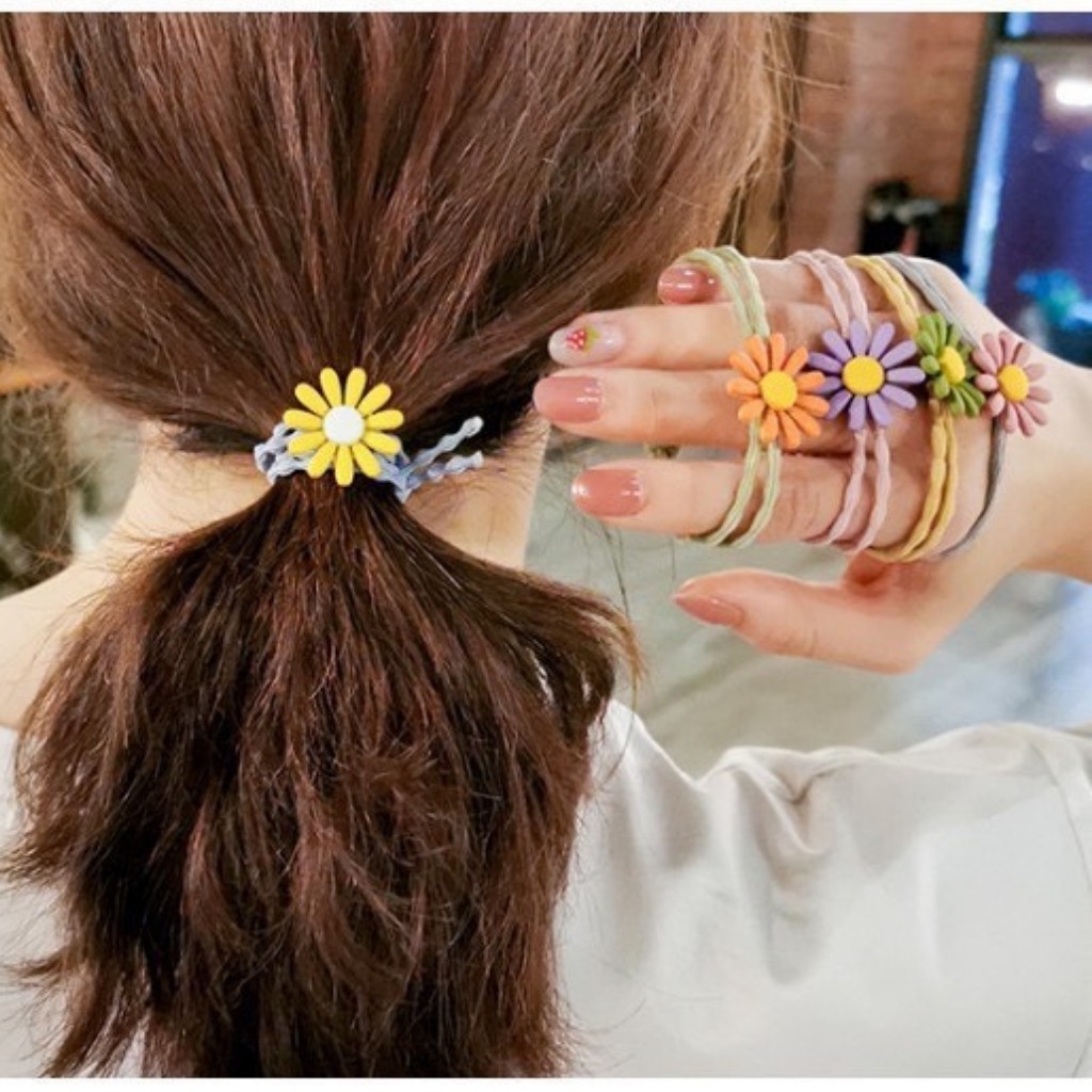 Dây thun cột tóc buộc tóc hoa cúc nhiều màu dễ thương xinh xắn phong cách Hàn Quốc  CT01 ESHOP