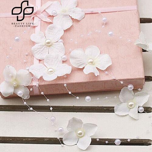 Dây hoa trang trí tóc đính ngọc trai giả cho nữ