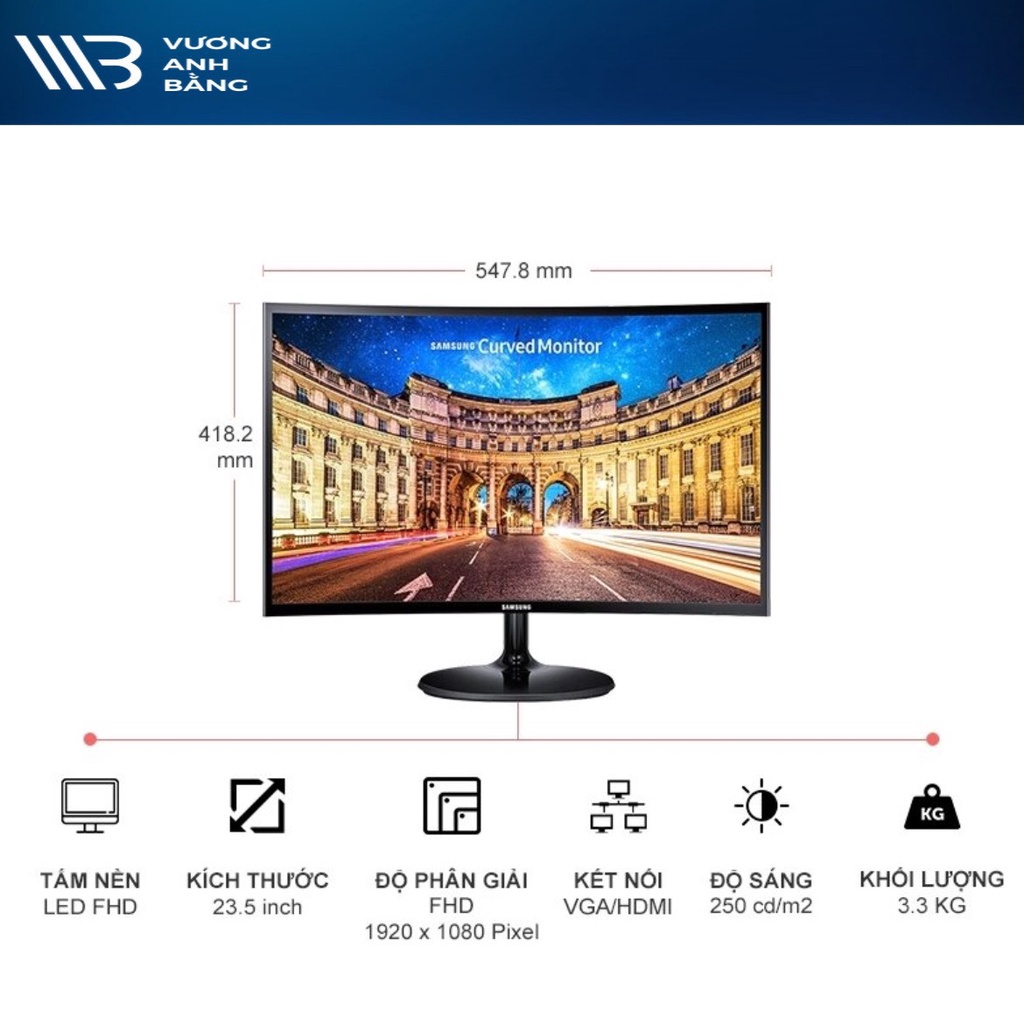 Màn hình LCD 24” Samsung LC24F390FHEXXV LED Cong- Hàng Chính Hãng