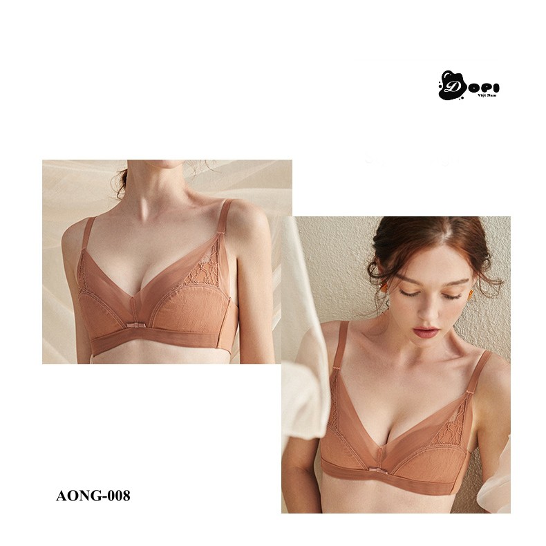 Bộ đồ lót áo ngực và quần lót nữ cao cấp không gọng phối ren AONG-008