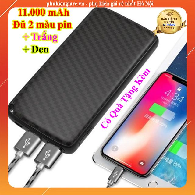 Pin sạc dự phòng SENDEM P33 dung lượng 11000 mAh chính hãng 2 cổng sạc thiết kế siêu mỏng - Tặng kèm củ sạc Zin 2A