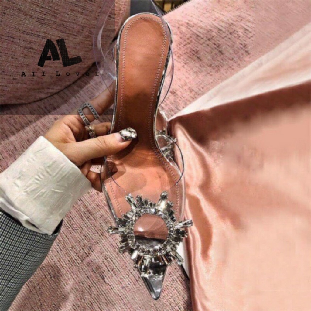GIÀY THỜI TRANG ALI LOVER -  CAO GÓT BÍT MŨI TAG ĐÁ - GIÀY NỮ MICA MŨI NHỌN GÓT TRỤ QUAI HẬU -  AG220921