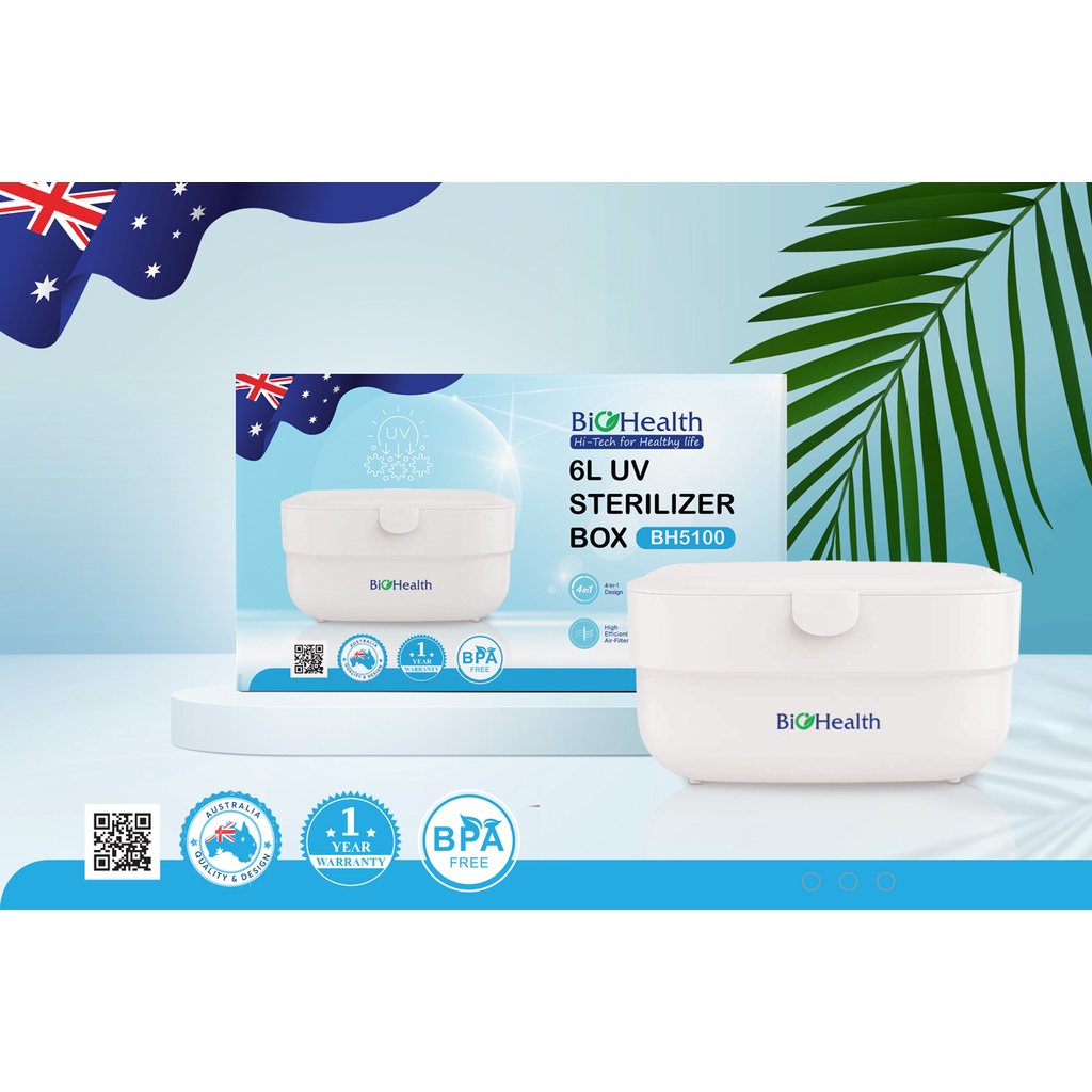 Hộp Tiệt Trùng, Khử Trùng Bình Sữa Bằng Tia UV Cửa Trên Dung Tích 6L - Chính hãng Biohealth BH5100