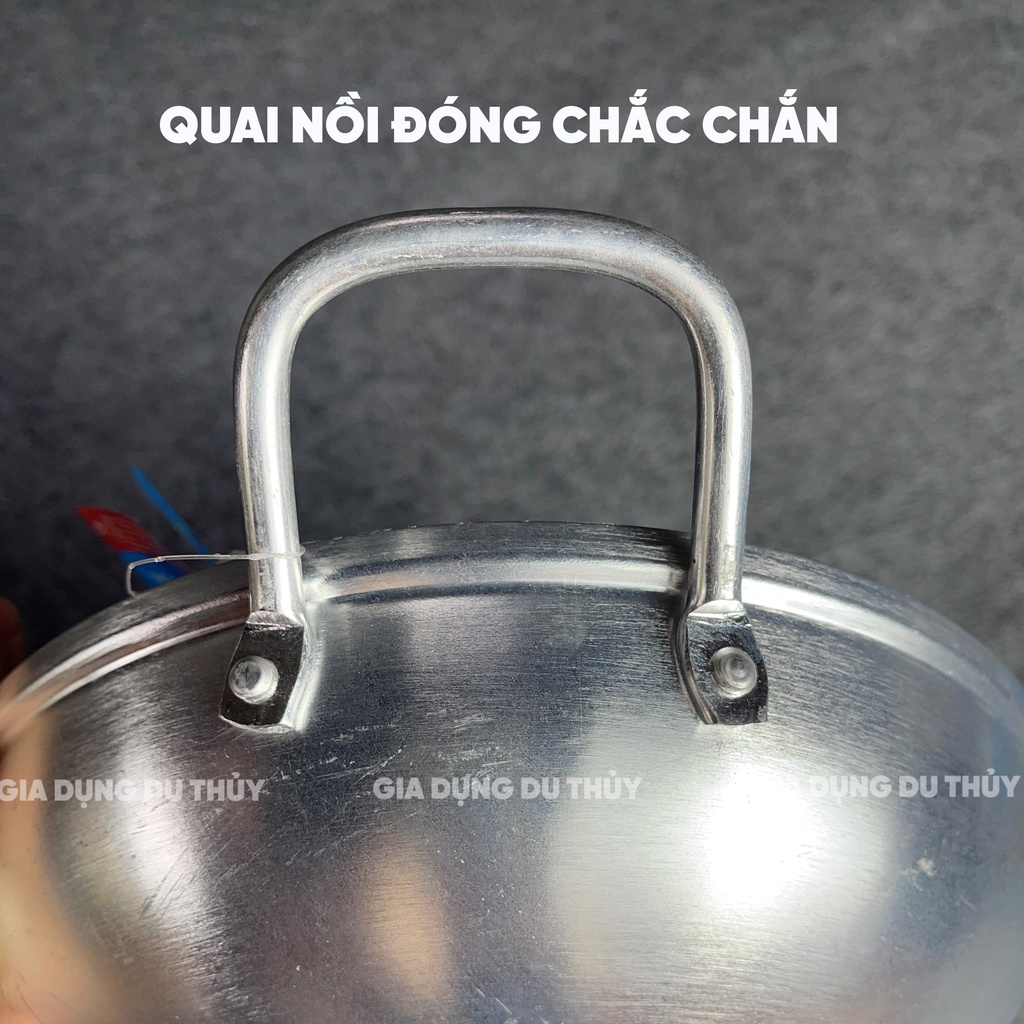 Chảo nhôm dày có nắp Tân Đức Thành, size 16 - 24cm, nắp có nút tay cầm cách nhiệt, nhôm của gia dụng Du Thủy