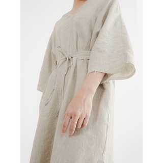 Đầm linen tưng tay dài thắt eo khách đặt riêng hm0 PT Linen