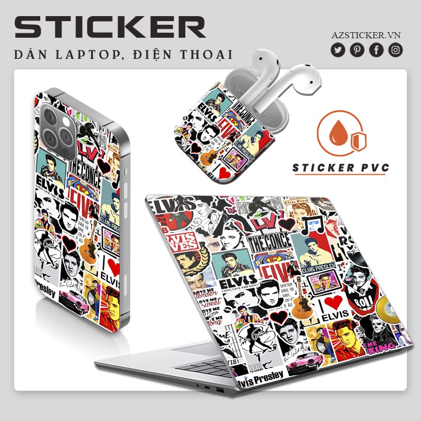 Sticker Elvis Presley | Sticker Dán Nón Bảo Hiểm Chống Thấm Nước
