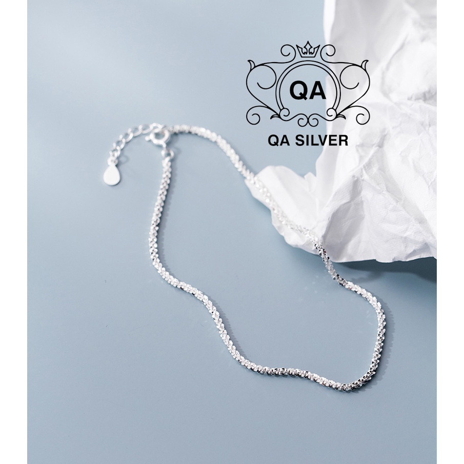 Lắc chân bạc 925 xù sequin vòng nữ trơn kim tuyến S925 TWIST Silver Anklet QA SILVER AN190701