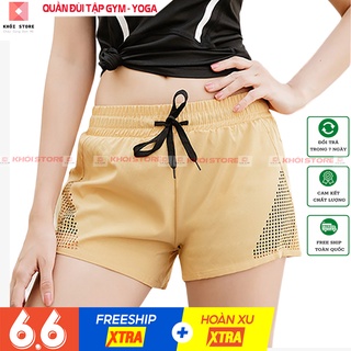 Quần đùi tập gym nữ Khói Store 2 lớp đục lỗ - k177
