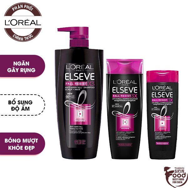 Dầu Gội Ngăn Gãy Rụng Tóc L'Oreal Elseve Fall Resist 3X Shampoo