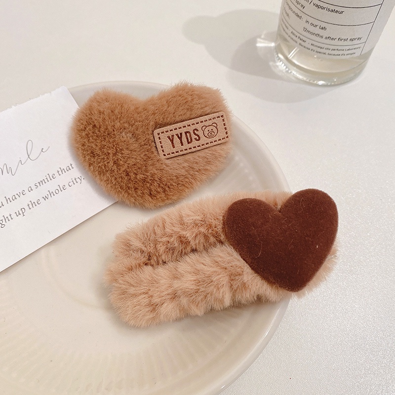 Kẹp tóc đính nơ vải nhung màu sắc cà phê xinh xắn dễ thương cho nữ