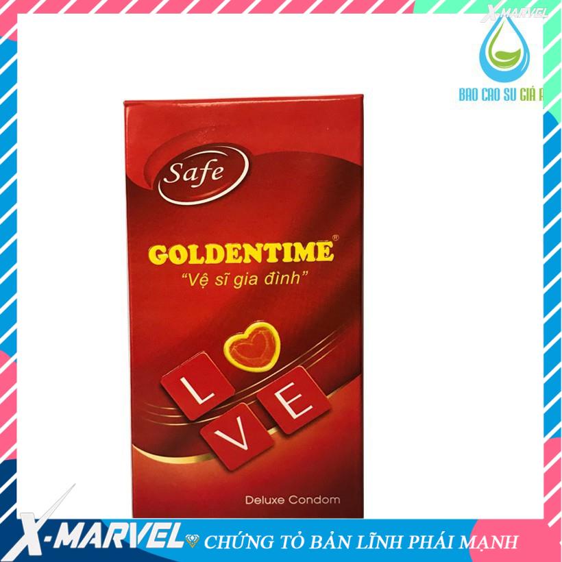 Bao cao su giá rẻ tiết kiệm nhiều gel bôi trơn- hộp 10 chiếc Golden Time trơn XMARVEL