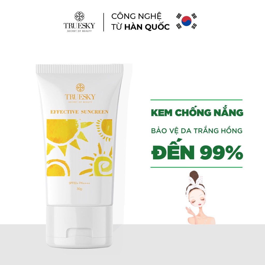 Kem chống nắng chiết xuất nhân sâm Hàn Quốc SPF 50+ PA+++ Truesky Effective Sunscreen 30ml