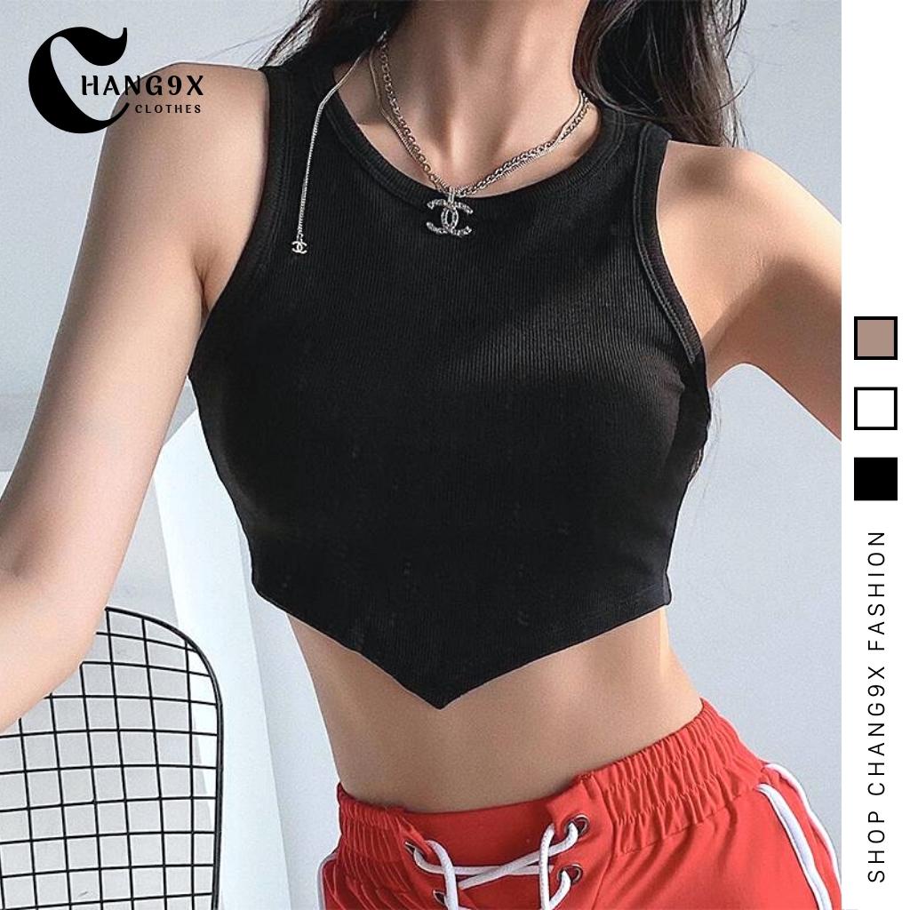 Áo Croptop BA LỖ VẠT NHỌN Trơn Nữ Dáng Ôm Body, Áo Chất Thun Gân Nhiều Màu HOT CR03