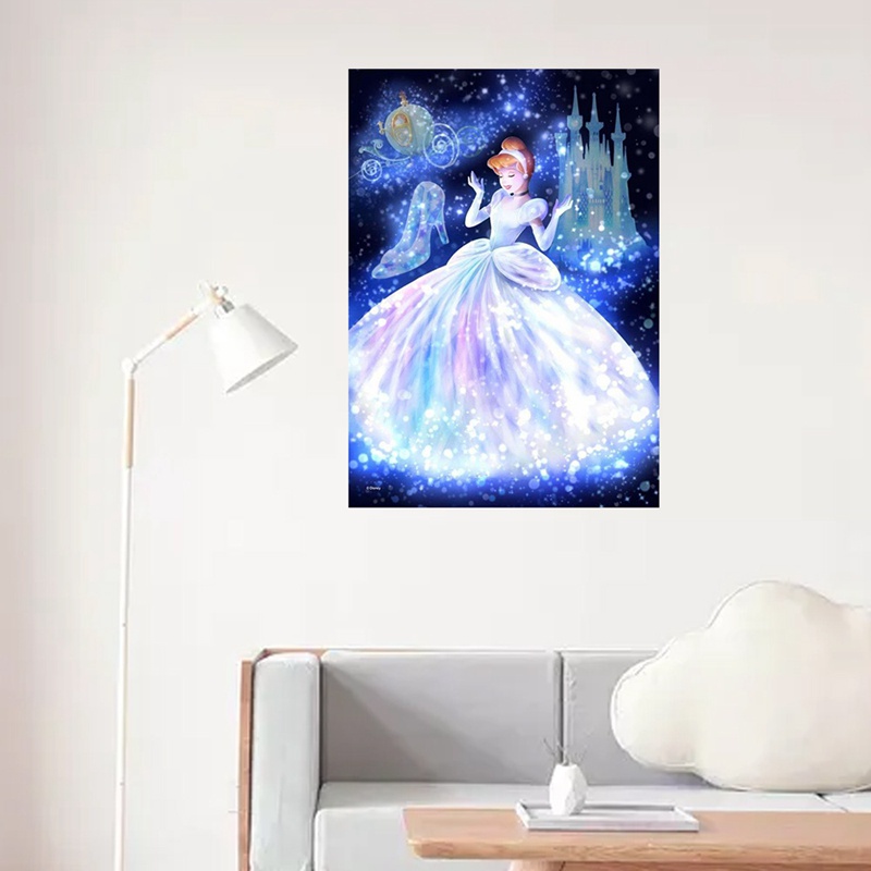 Bộ tranh đính đá tự làm hình công chúa lọ lem 30x40cm