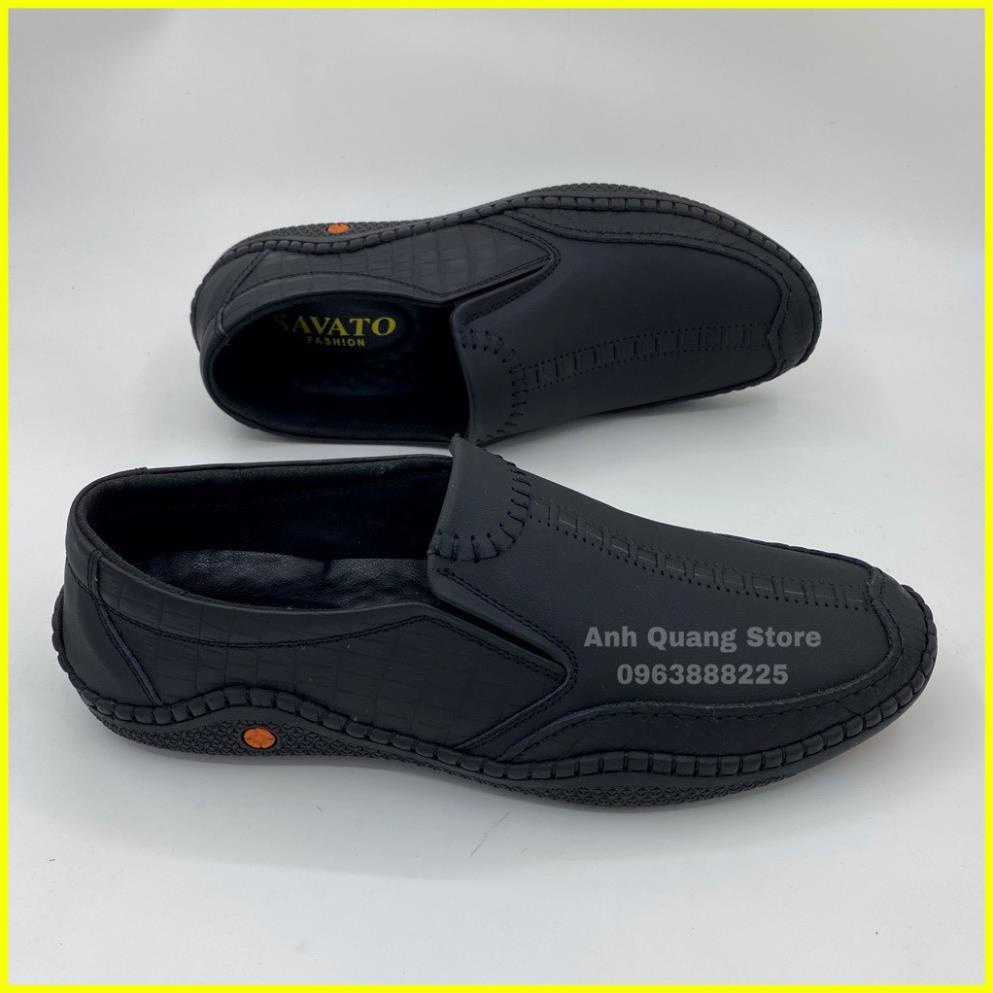 Giày lười nam da bò đục lỗ thoáng khí đế cao su khâu chỉ chắc chắn siêu bền bỉ Anh Quang Store AQ282 ;'
