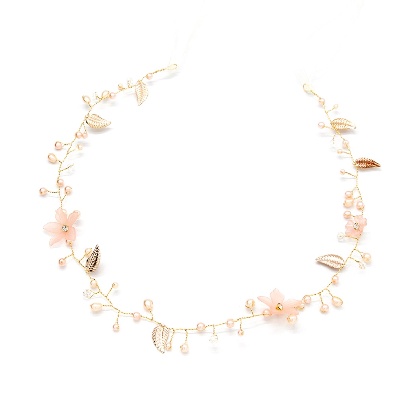 Vòng hoa đội đầu cô dâu đính hạt ngọc trai xinh xắn