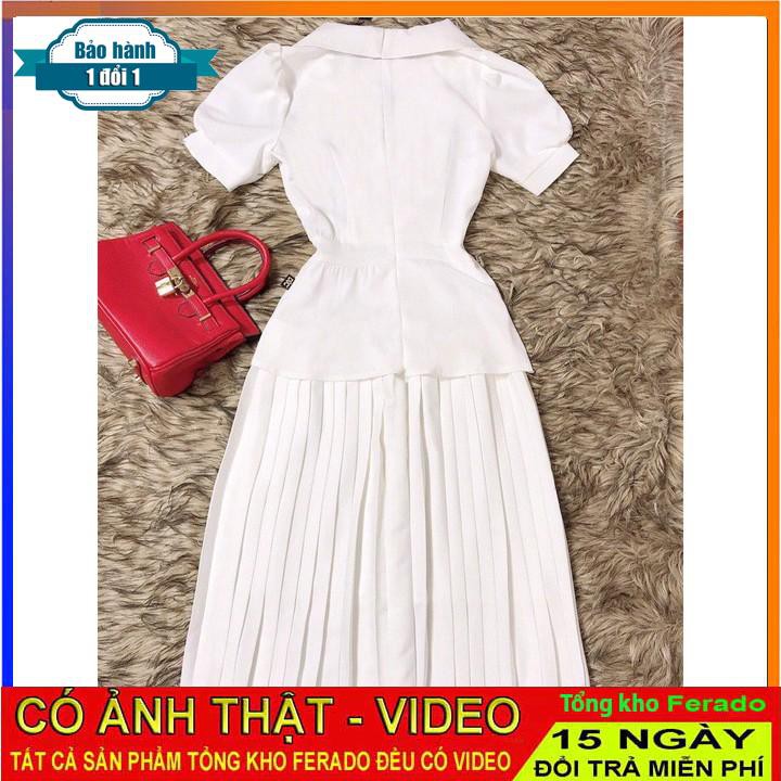 [ xả kho ] MiD Đầm trắng chân xếp li dáng dài V1213 Mie Design kèm ảnh thật