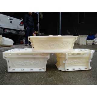 Khuôn Đổ Chậu ABS siêu bền chậu Chữ nhật 45 hoa mai tặng búa cao su
